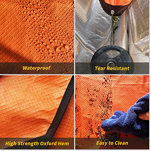 UTOOL Survival Emergency Blanket, Waterproof Insulated Tarp, Reflective Blanket Tarp, Survival Space Blankets, 3 Layer Large Heavy Duty Thermal Blanket for Hiking, Camping, Orange