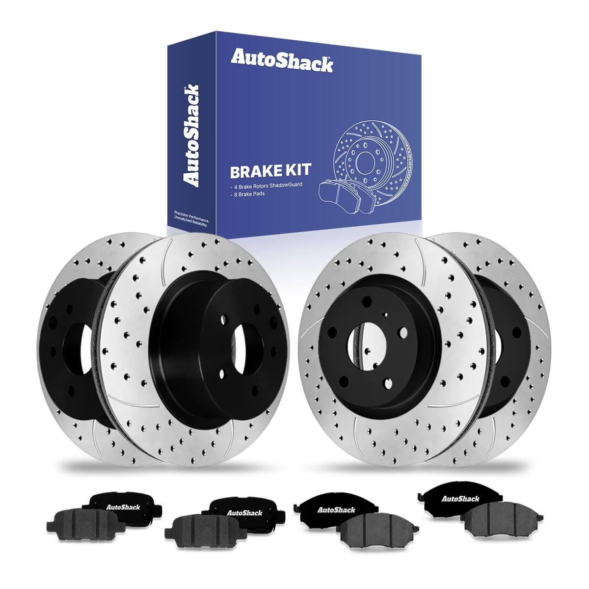 AutoShack Front & Rear Drilled & Slotted Brake Rotors Ceramic Brake Pads | Replacement for INFINITI G37 G35 M35 EX35 Q40 G25 QX50 M45 Nissan 370Z 350Z | E-Coated | 12-PC Brake Kit | ShadowGuard