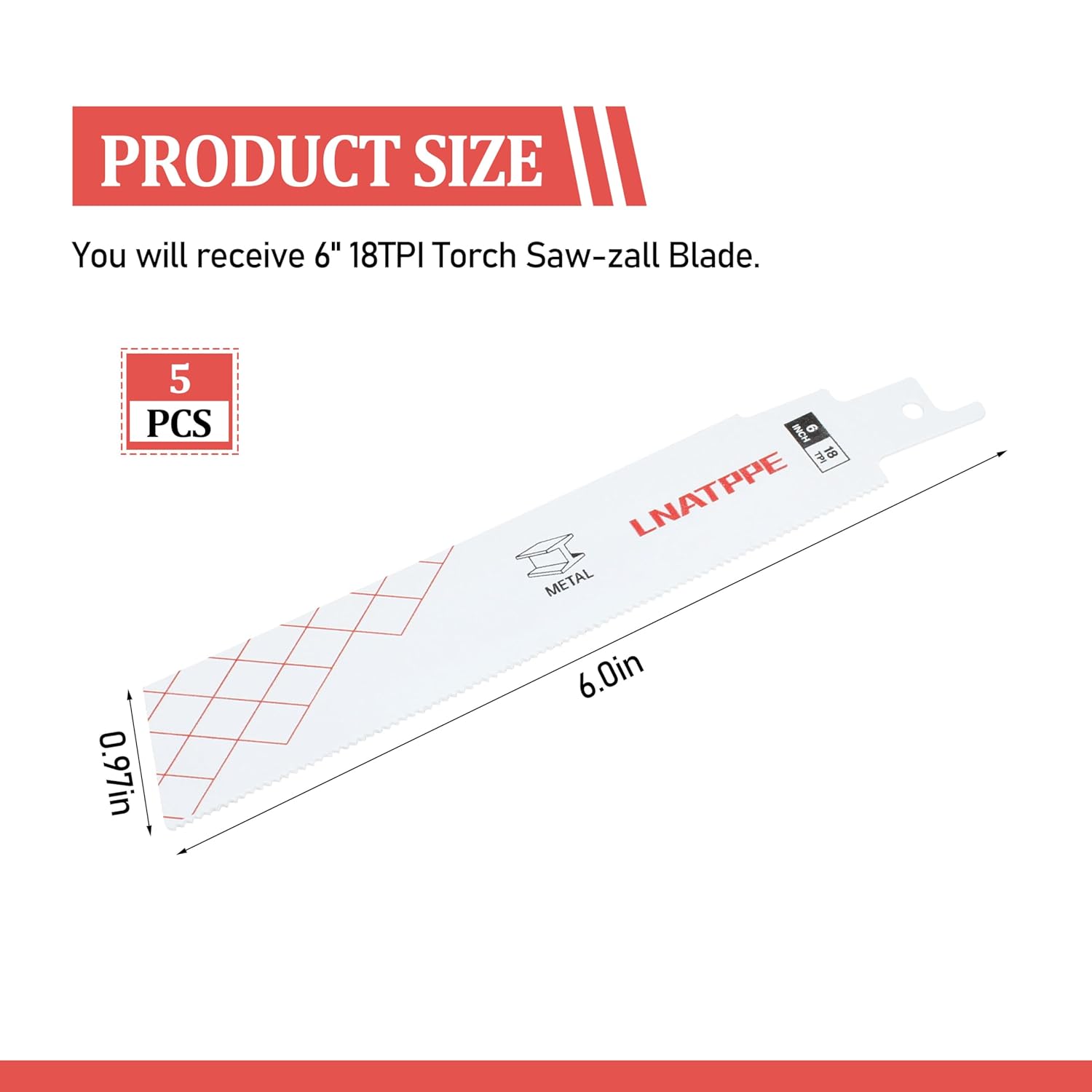 48-00-5784 Compatible with Milwau-kee Torch Sawzall Blades, 6" 18 TPI Sawzall Blades Metal 5 PCS