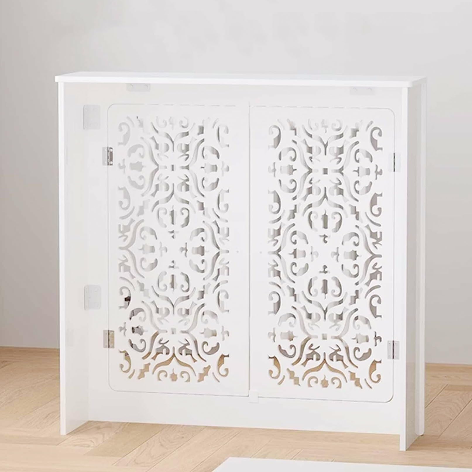 Moderno armario con cubierta de radiador de granja con estante Sto – Soporte de calentador para baño, cocina, oficina y habitación de Utili – Decoración rústica que ahorra espacio y funcional Sto