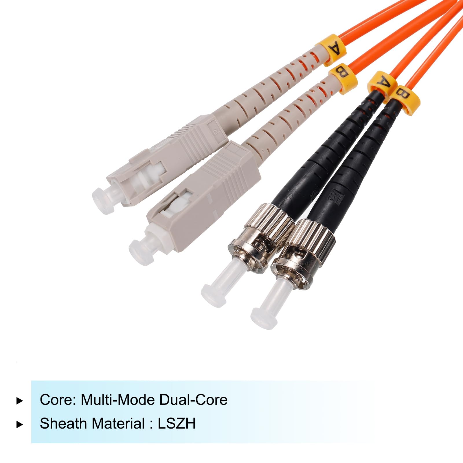 sourcing map 1 Metro 3.2 Ft Fibra Cable Parche Multimodo Dúplex Sc-st Om1 LSZH Fibra Cable Óptico Cordón Fibra Óptica Saltador Naranja para Equipos Mecánicos Conexión Red Transceptor 1uds