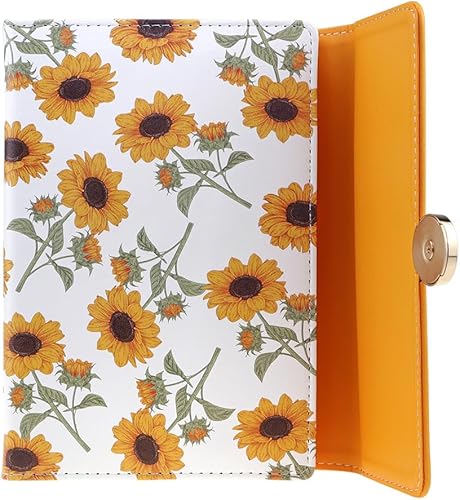 Miniatura 3 de Mazeran Diarios magnéticos florales, elegante tapa dura de piel sintética B6, cuaderno ejecutivo, diario de viaje, girasoles