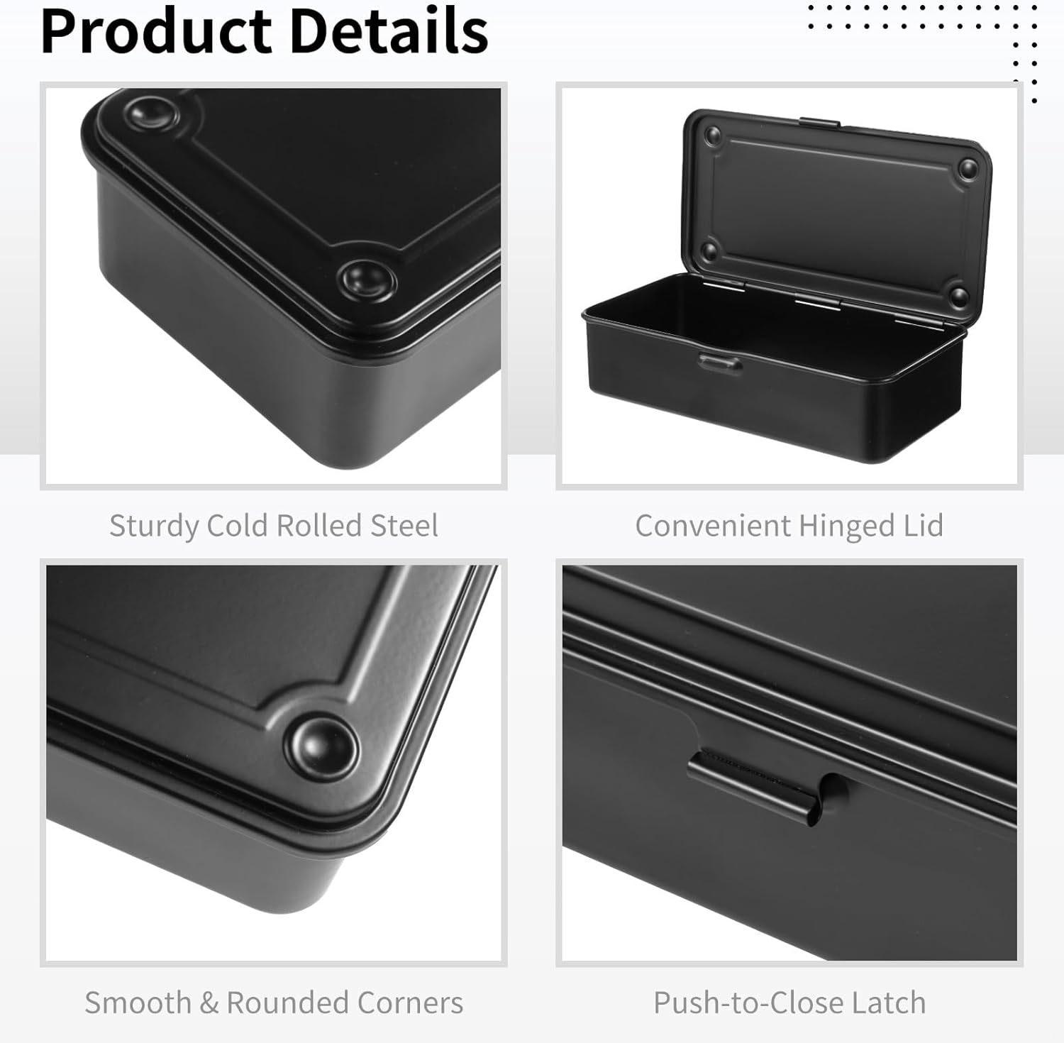 2 Pcs Steel Storage Box With Hinged Lid, Rectangular Metal Container For Office Supplies, Scrapbook Stamps, Empty Hinged Metal Tool Box Organizer
