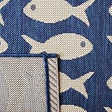SAFAVIEH Washable Rug Outdoor Courtyard Collection - 5'3" Square, Navy & Beige, Non-Shedding & Easy Cleaning, Ideal for Patio, Backyard, Mudroom (CY6013-268)