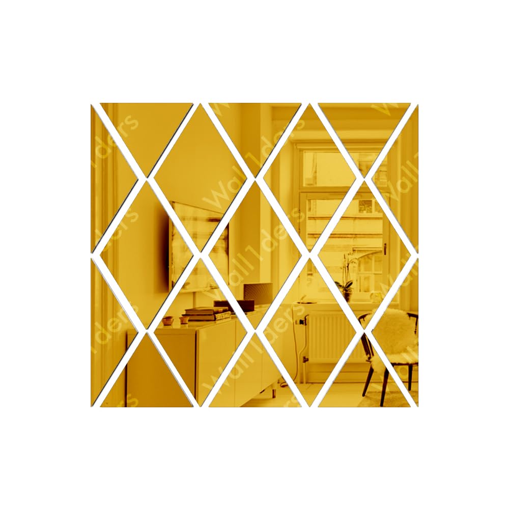 Wall1ders Rhombus Pattern 17 Pcs DIY Mirror Stickers for Wall, Acrylic Mirror Wall Decor Sticker, Wall Mirror Stickers, Acrylic Stickers, Wall Stickers for Hall Room, Bed Room, Kitchen. (Golden) (B0CKLQDBQ7) Amazon Price History, Amazon Price Tracker