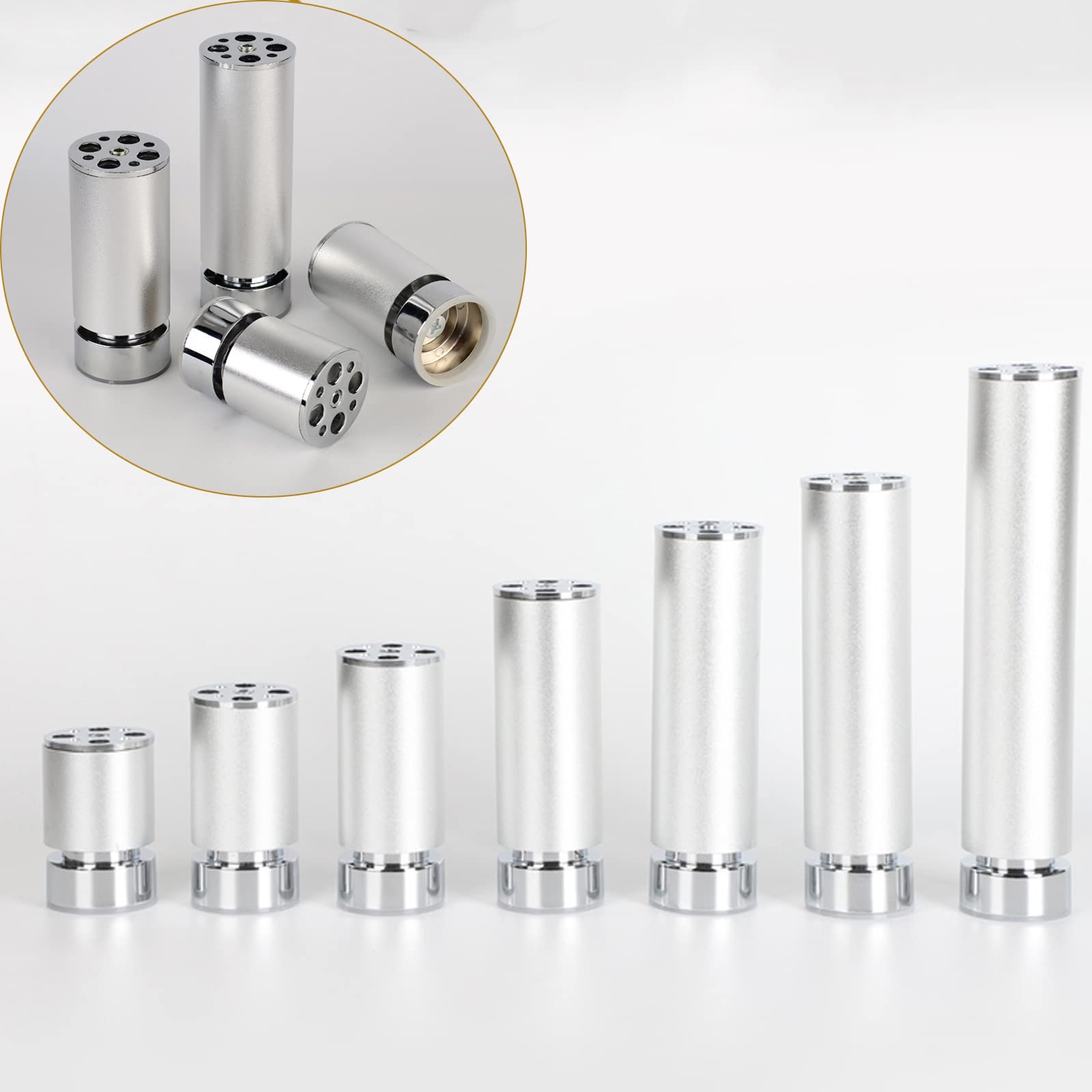 Juego de 4 patas de metal ajustables para muebles, patas elevadoras de aleación de aluminio para armarios, sofás, camas y estantes, 40 cm con tornillos, reemplazo perfecto para decoración del hogar