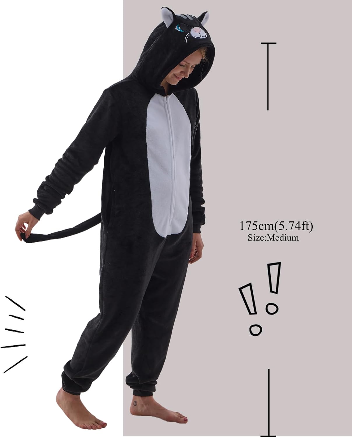 NEWCOSPLAY Unisex Adult Onesie Pajamas Animal One Piece Costume Cosplay Sleepwear - Image 2