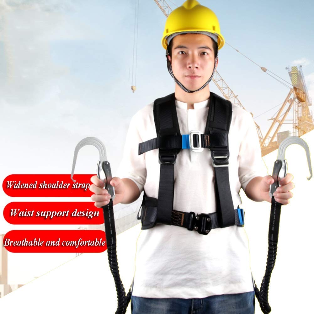 arnés de Seguridad para Trabajos en Altura, Arnés de Escalada Medio Cuerpo, cinturón Seguridad Ajustable, protección contra caídas for Trabajos aéreos, montañismo, Color Negro