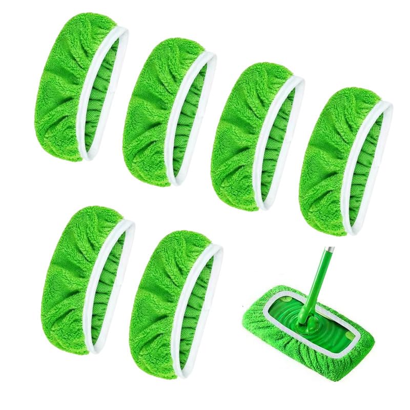 HMCEY 6 Piezas Paños Recambio Mopa para Swiffer Sweeper,Funda de Microfibra para Escoba,Almohadillas de Microfibra para Fregona Reutilizables,Recambio Mopa Lavable,Paños Limpieza Suelo para Limpiar