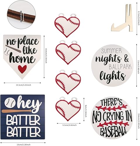 Miniatura 6 de Juego de 8 bandejas escalonadas de béisbol, centros de mesa de granja, decoración de letreros de madera para fiestas, hogar, cocina (bandeja no