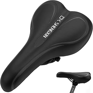 Bike Seat, Sponge Bicycle Seat, Mountain Bike Saddle Waterproof, PU Leather Cycling Saddle, Slender Bicycle Saddle for Mountain Bike, Folding Bike, Road Bike, Spinning Bike, Exercise Bikes