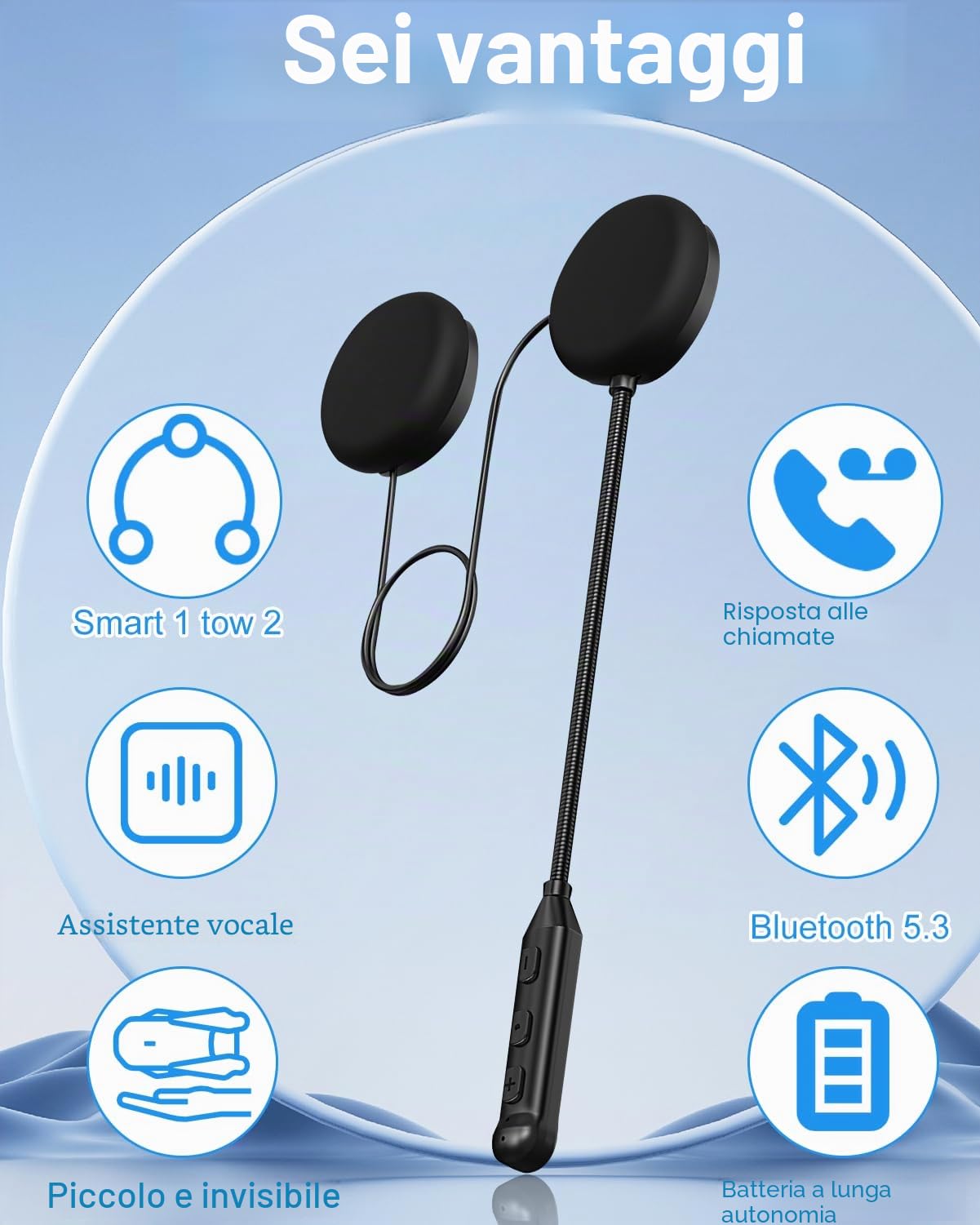 Auricolare Bluetooth Moto Bt5.3, Autonomia 16 Ore, Chiamata Vivavoce Microfono, Controllo Chiamata, Riduzione Rumore