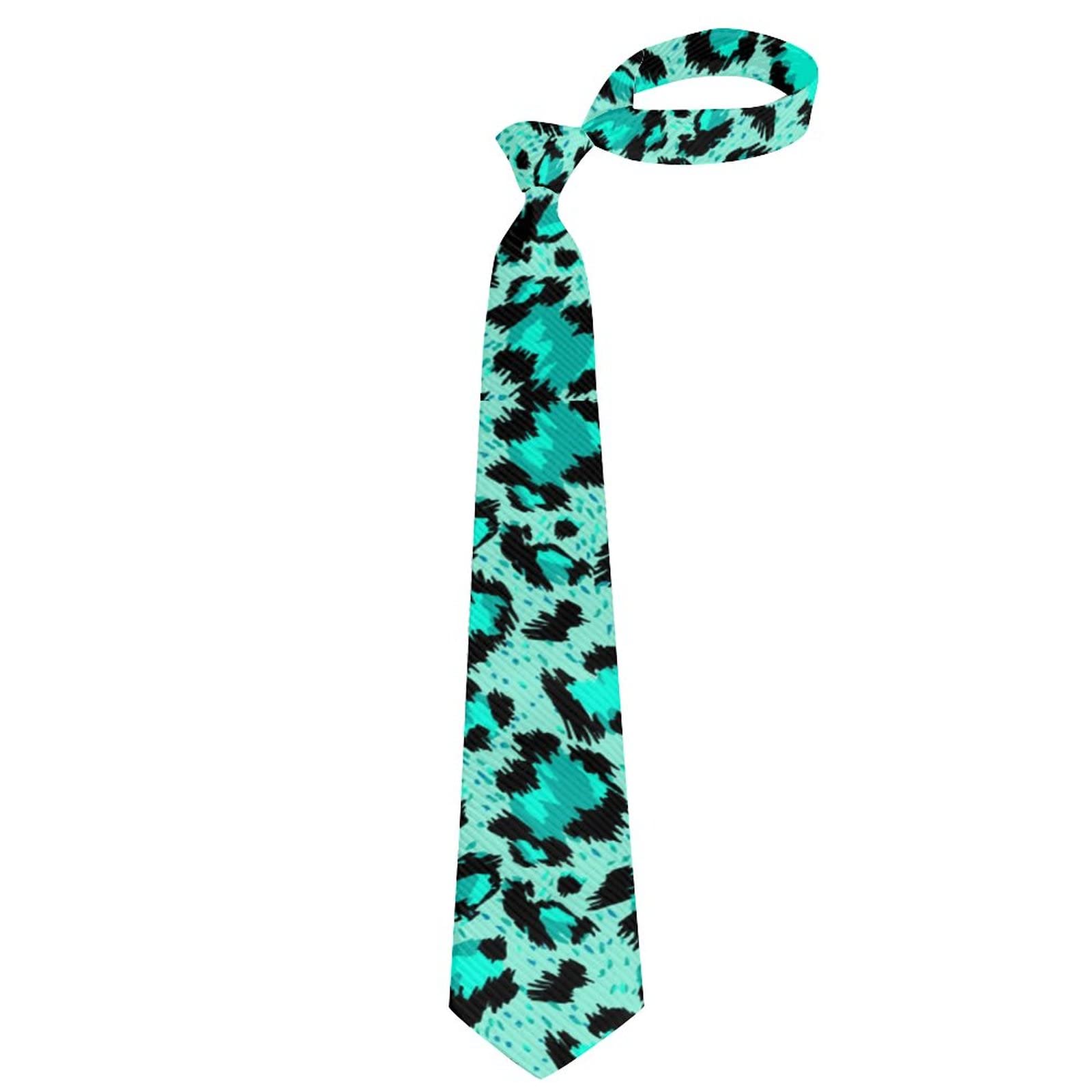 Classic Ties Men Boy Smooth Slim Neckties, Youth Formal Uniform Suit Shirt Regular Ties, Soft Polyester Casual Necktie Compatible with Green Cheetah Leopard Print for Wedding, Party, Business