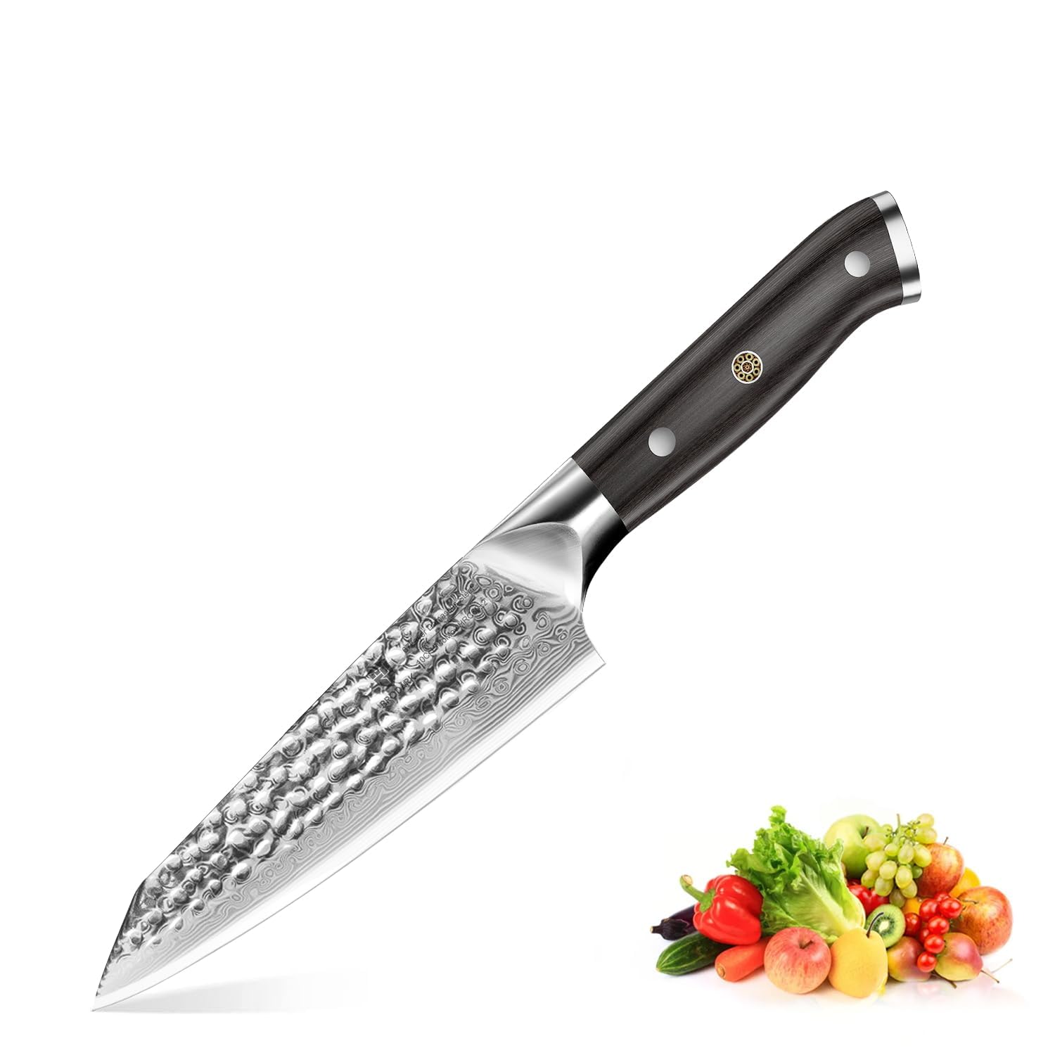 BRODARK Japanese Paring Knife, 5 inch Damascus Utility Knife, Ebony Wood