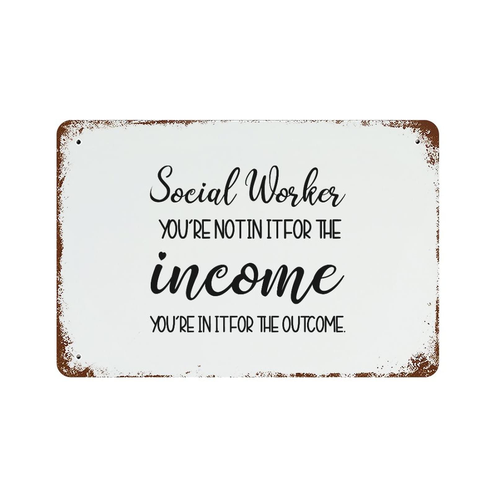 Panneau en métal Social Worker plaque décorative vintage murale bureau assistant social