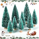 arbol navidad miniatura Realista: La superficie del mini árbol de Navidad está cubierta con nieve artificial y está equipada con una base de madera, lo que hace que el mini árbol de Navidad sea más vívido y realista.
