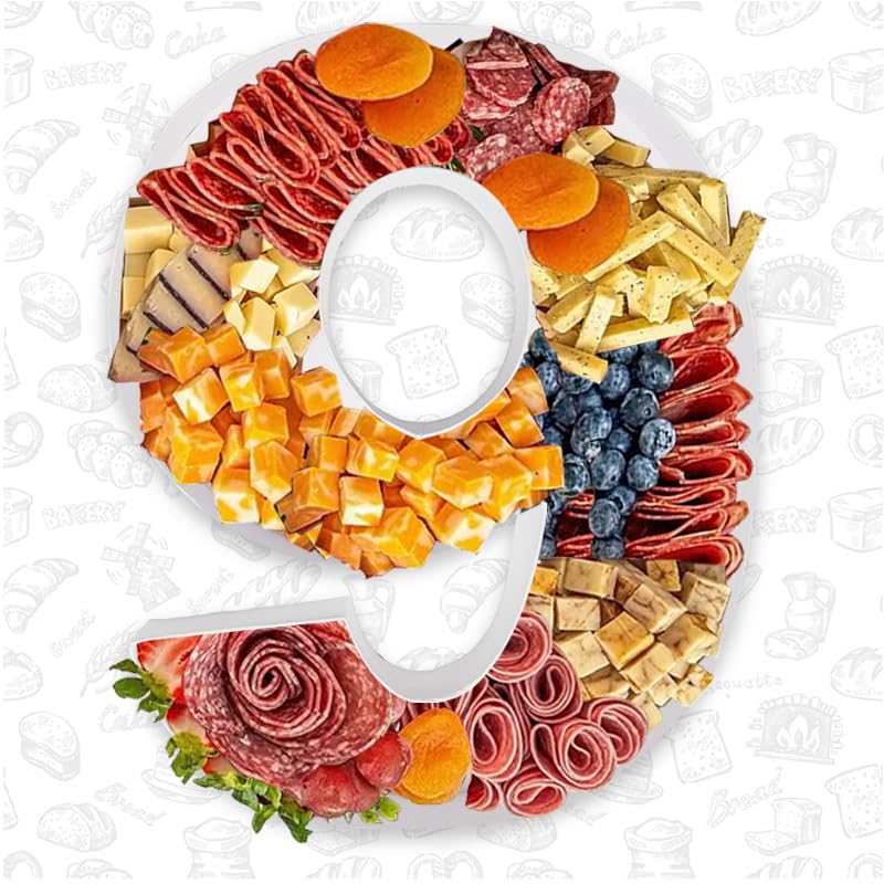 12inch Fillable Cardboard Tray Number Paper Mache Box for Charcuterie, Chocolate, Candy, Party Decorations (6&9 Shape)
