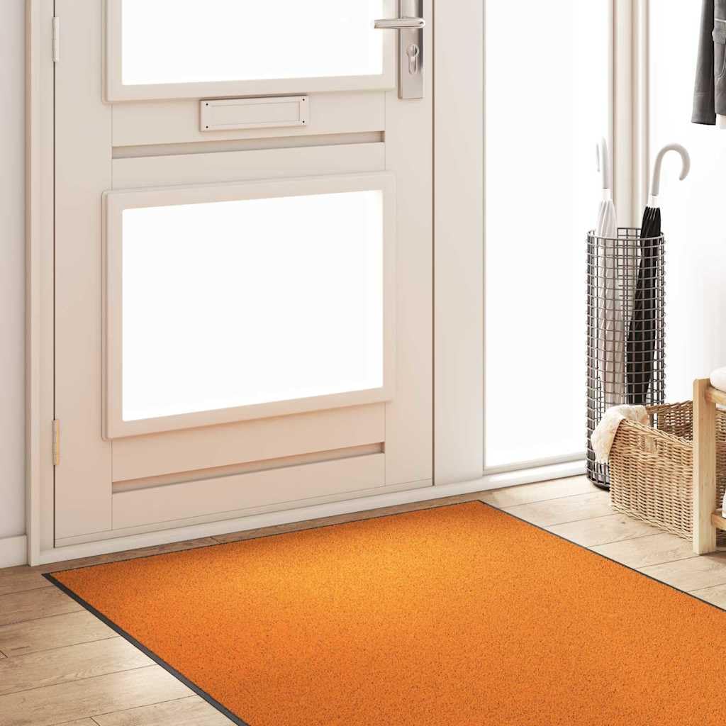 Felpudo naranja y negro 120 x 300 cm de 100% poliamida para interior y exterior, antideslizante, lavable, duradero, atrapa la suciedad, adecuado para puerta de casa, balcón, terraza y pasillo