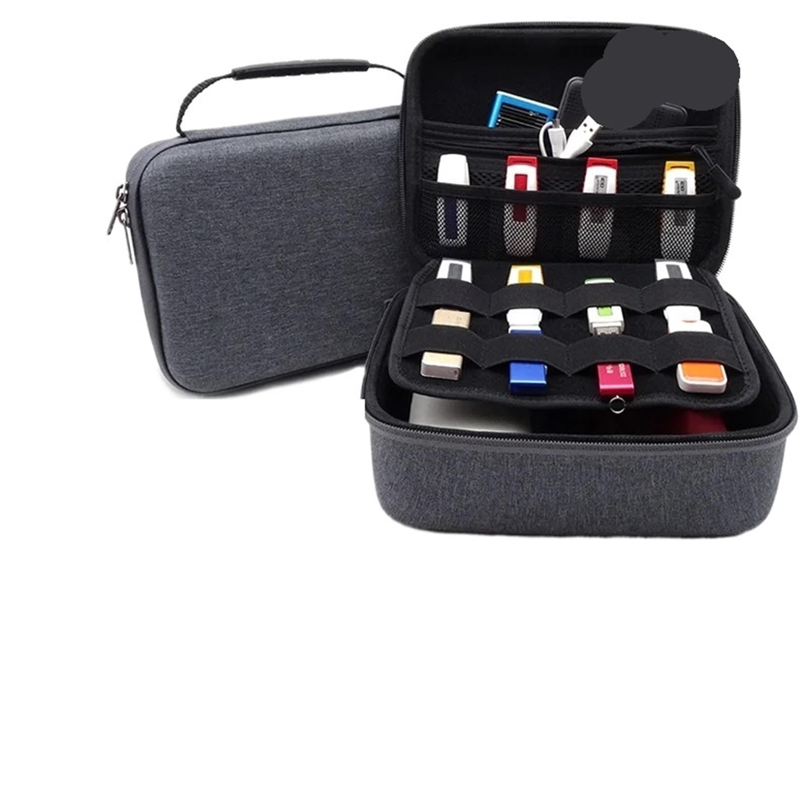 Torba na akcesoria elektroniczne, 2 szt. Gadżety cyfrowe o dużej pojemności. Etui z organizerem podróżnym na kabel do transmisji danych dysk USB(Gray)