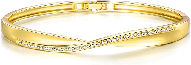Philip Jones Gold Plated Arc Bangle Created with Zircondia® Crystals