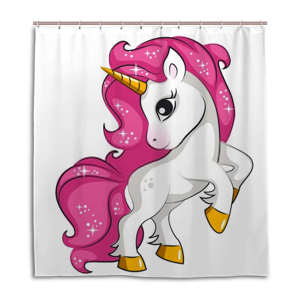 Rideau de douche de qualité supérieure en tissu polyester à motif licorne