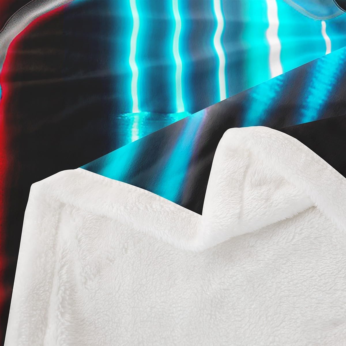 Boys Gaming Fleece Blanket, Video Game Player Throw for Kids Teens, Sherpa Room Decor, Red Blue Black Classic Modern Gamer Blanket for Couch Sofa Chair, Twin 60"x80"