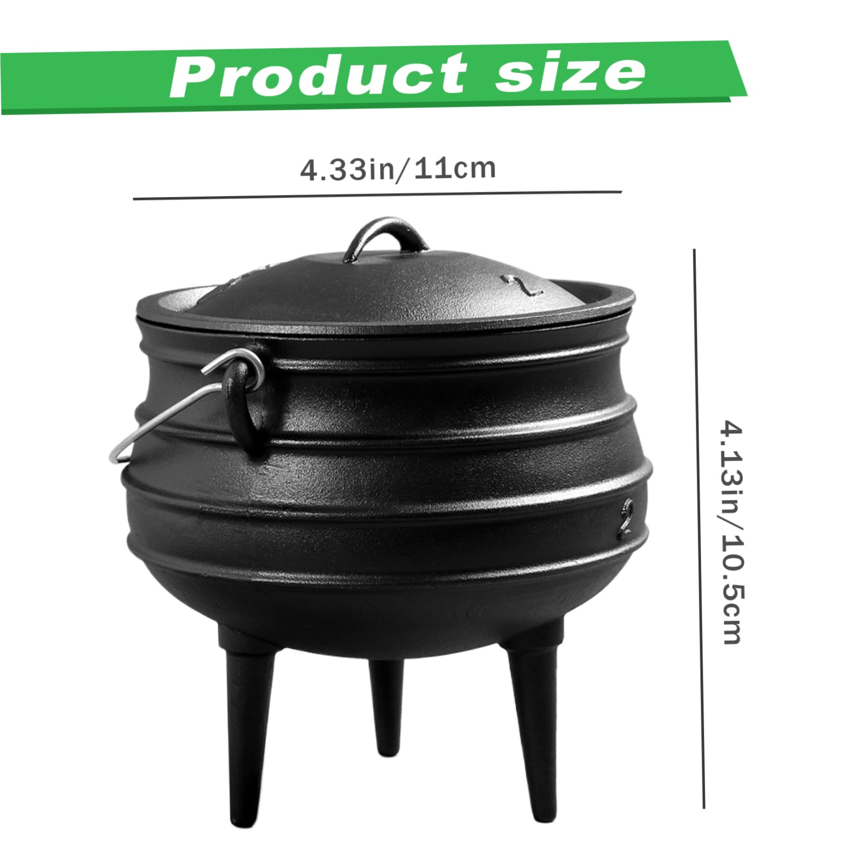 Chaudron en fonte de 0, 8 L avec couvercle et poignée, pot à mijoter à 3 pattes pour la cuisine de cheminée et décor d'Halloween, mini chaudron sorcière pour encens, potions, affichage fête (sty