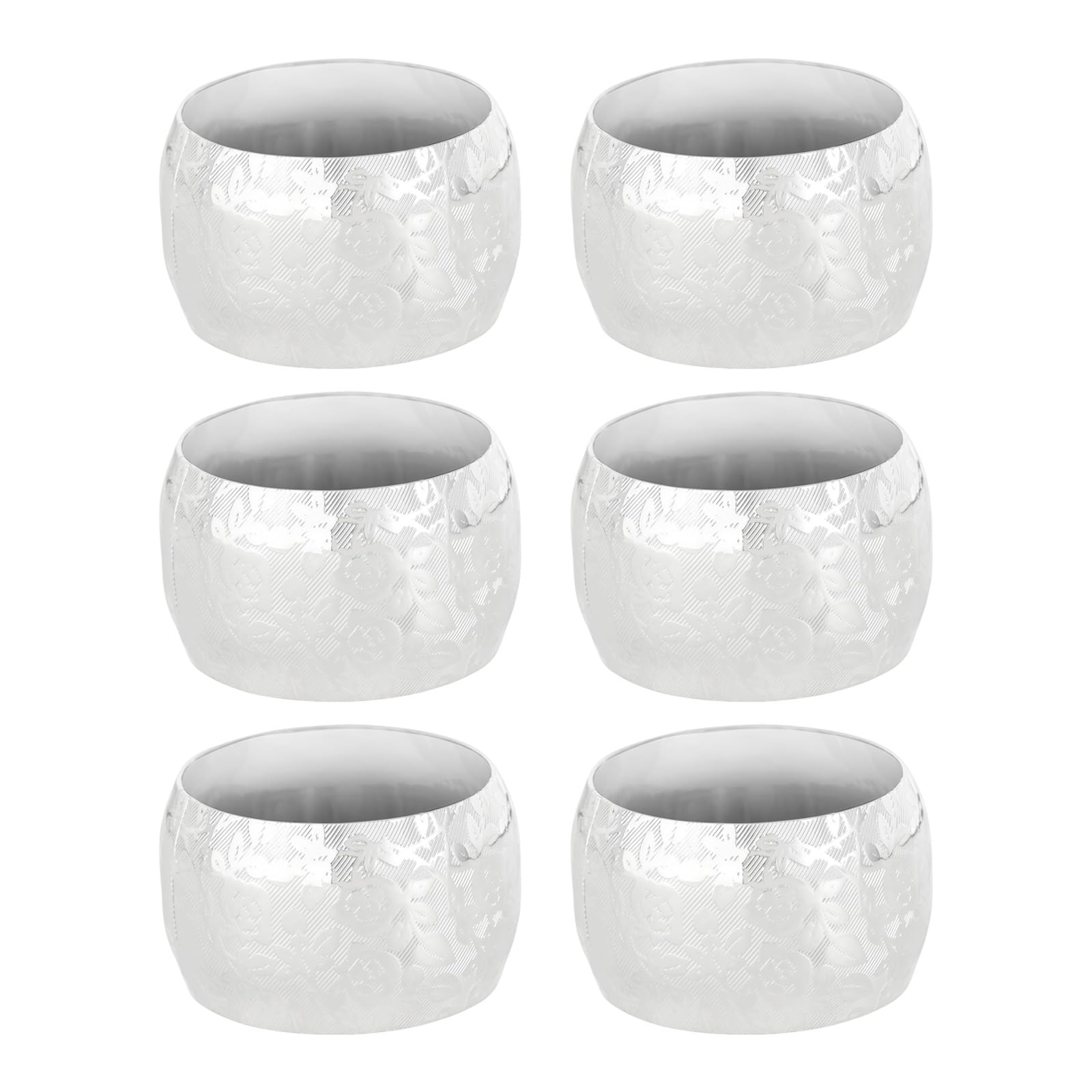 Of 6 Modern Raised Floral Pattern Napkin Clip Metal Serviette Rings for Weddings Parties and Everyday Use Elegant Serviette Rings