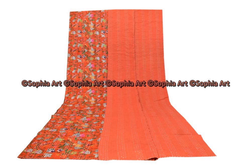 Sophia-Art Colcha India Kantha, Manta Kantha De Pájaro Del Paraíso, Ropa De Cama Bohemia Kantha, Reversible, Colcha Decorativa Vintage étnica (Multi