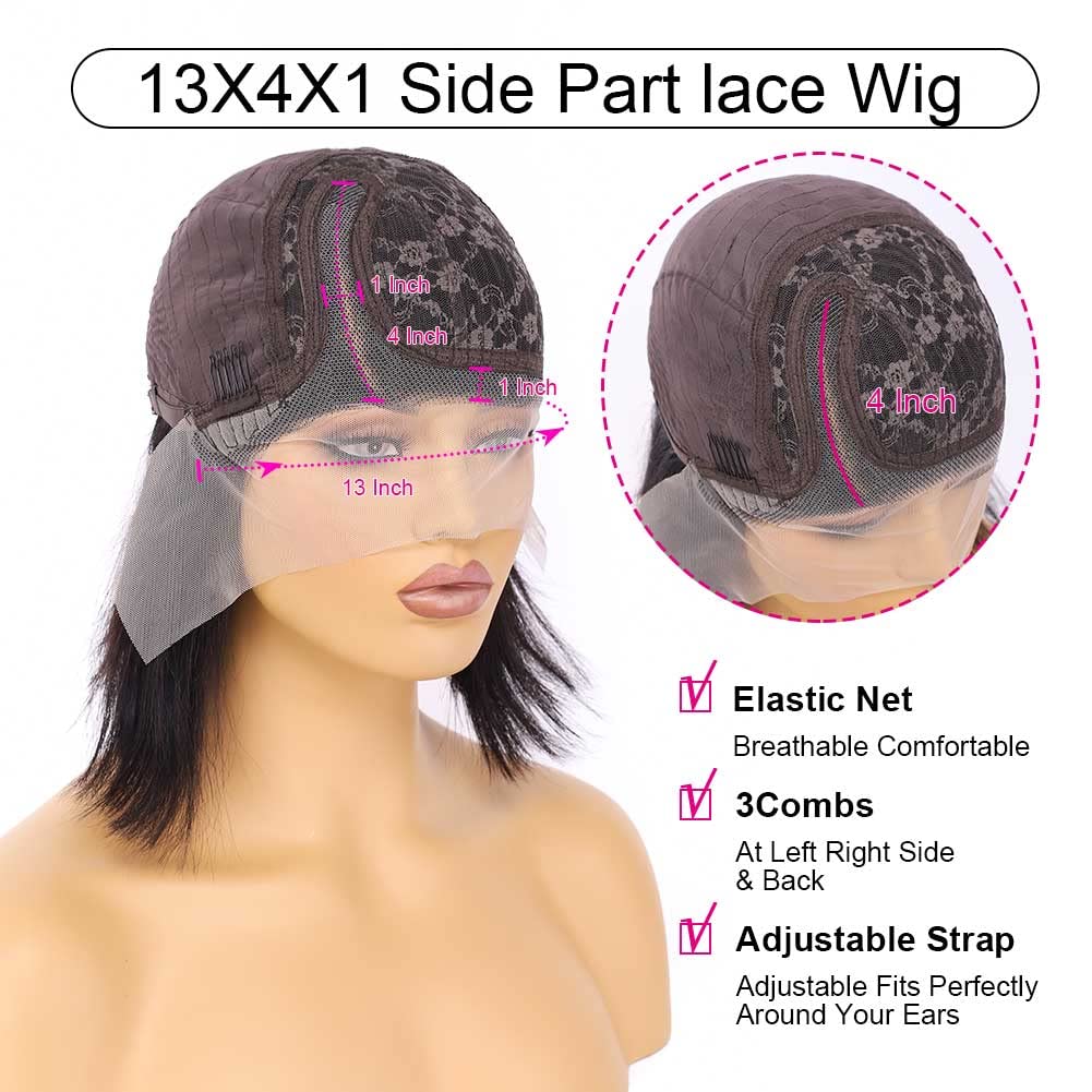 Short Bob Wig Human Hair 13x4 HD T Lace Front Wigs for Black Women Human Hair Side Part Frontal Bob Wig, Ailwelia Glueless Short Human Hair Wigs for Black Women Pre Plucked 180% Density 10 Inch