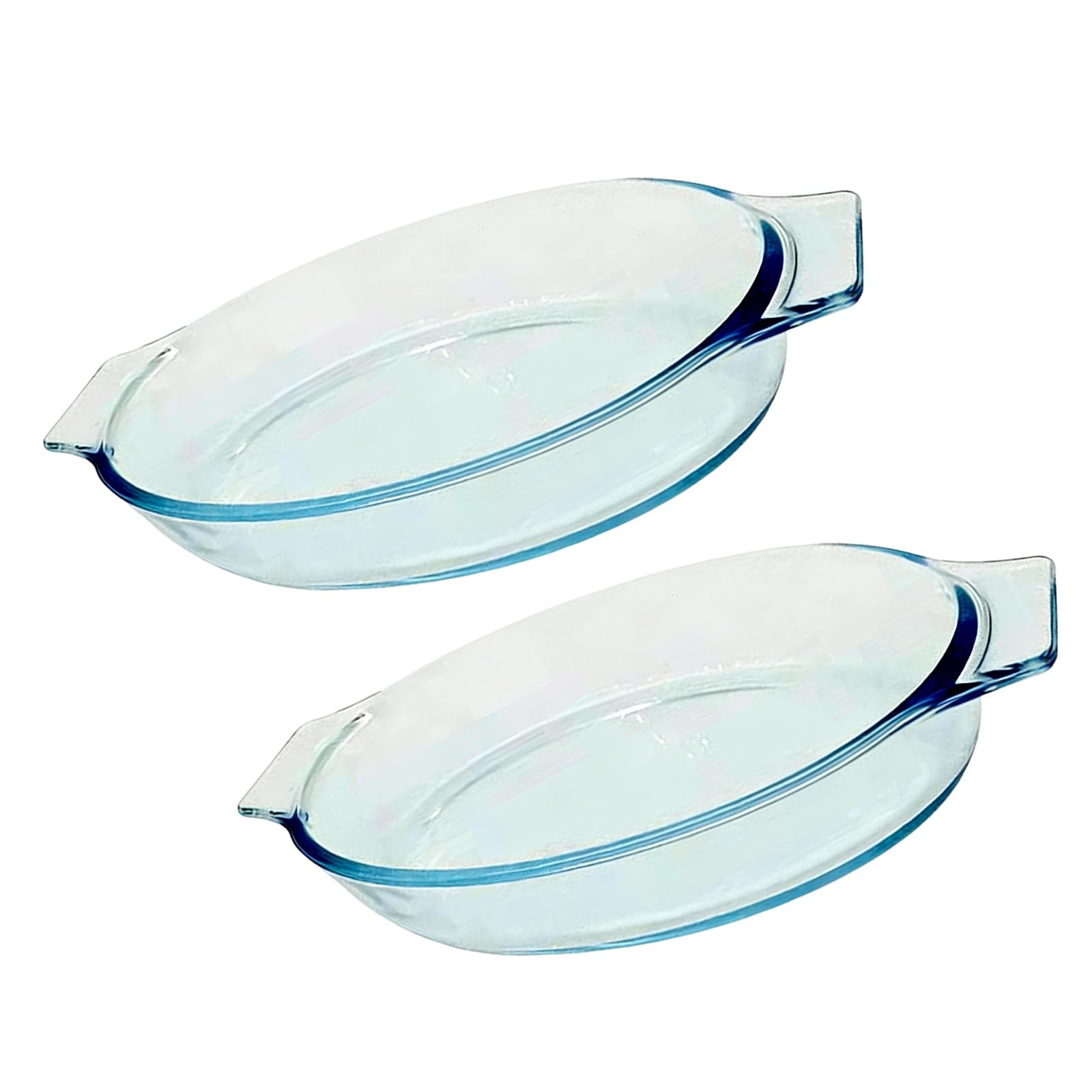 Snorvixre Of 2 Small Elliptical Glass Cookware Baking Pan Oven Safe Dishes for Preparing and Serving Food Small Oval Glass Baking Pan
