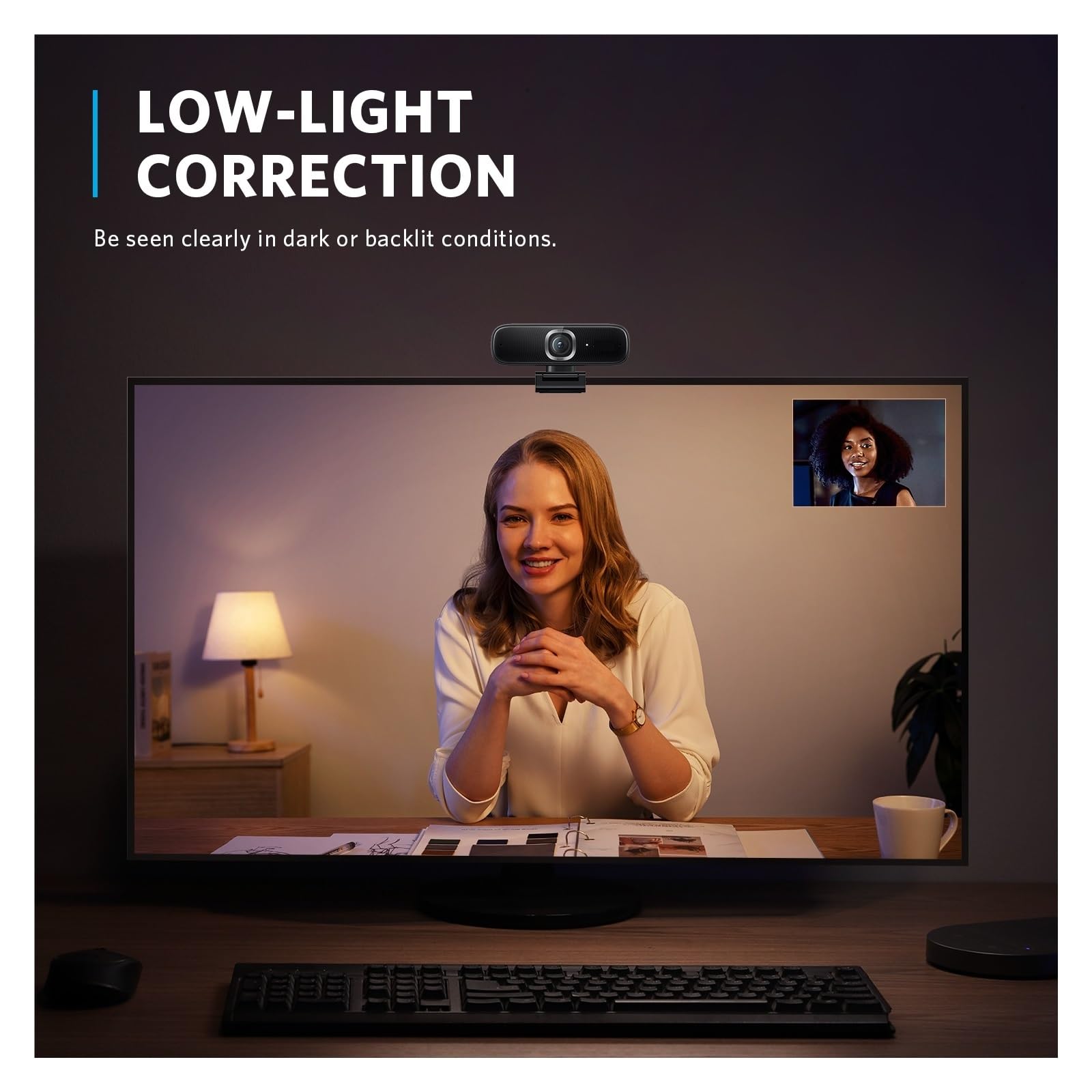 Cámara Web Cámara Web Full HD, Enfoque automático de Encuadre, cámara Web Mini cámara 1080p con micrófonos con cancelación de Ruido for conferencias