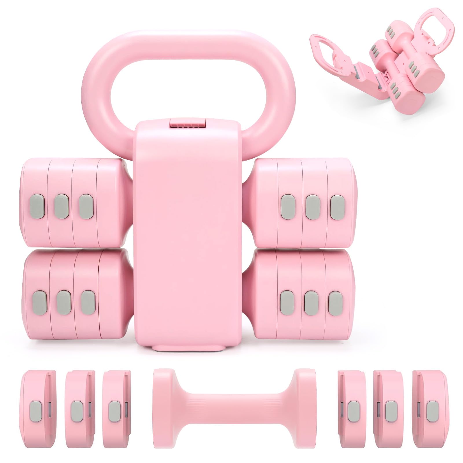 Adjustable 2-in-1 Convertible Kettlebell Dumbbells Set 4 in 1 Free Weights Dumbbell Set of 2 Each 2 2