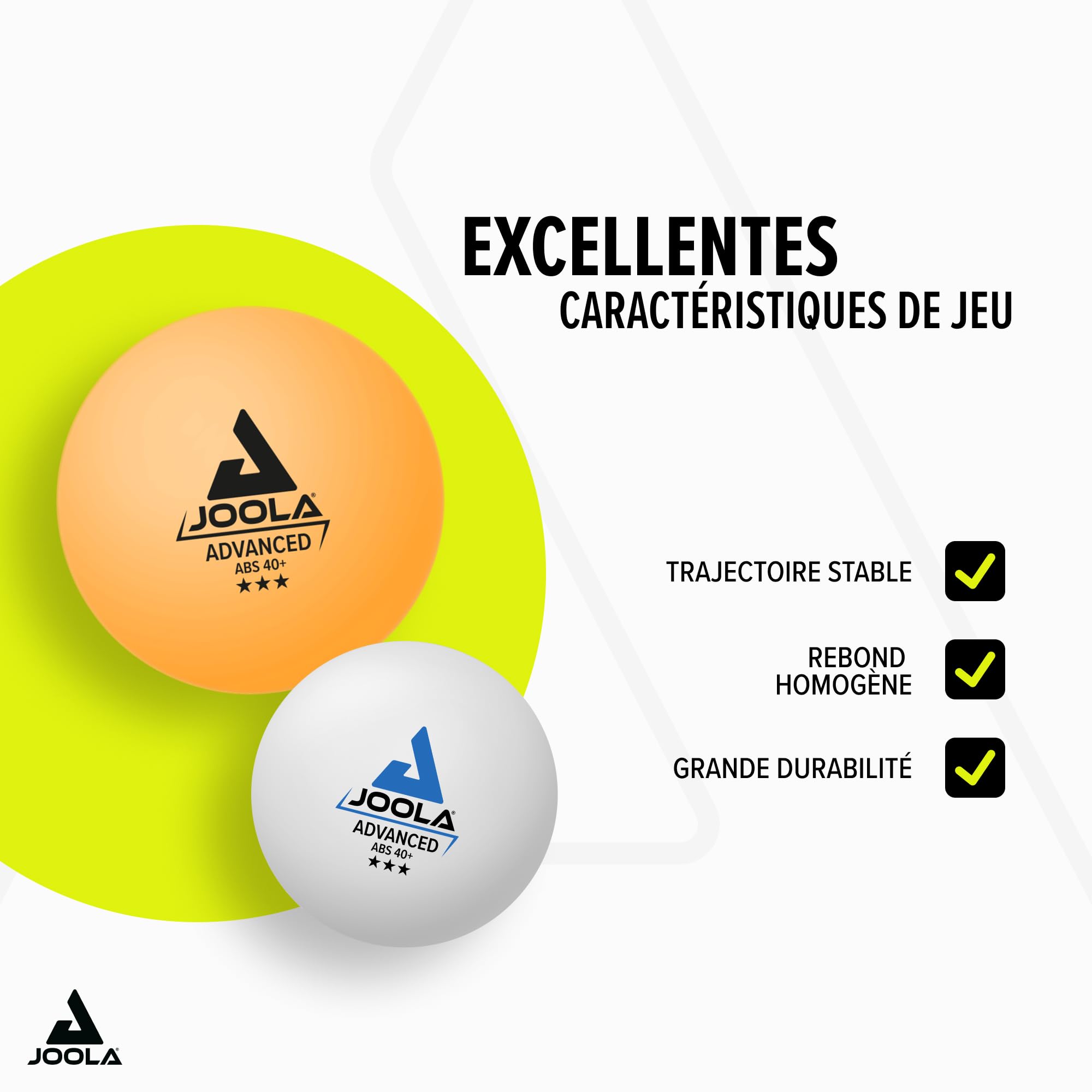 JOOLA Balle de Tennis de Table 3 étoiles Training Advanced 40 + mm de diamètre balles de ping