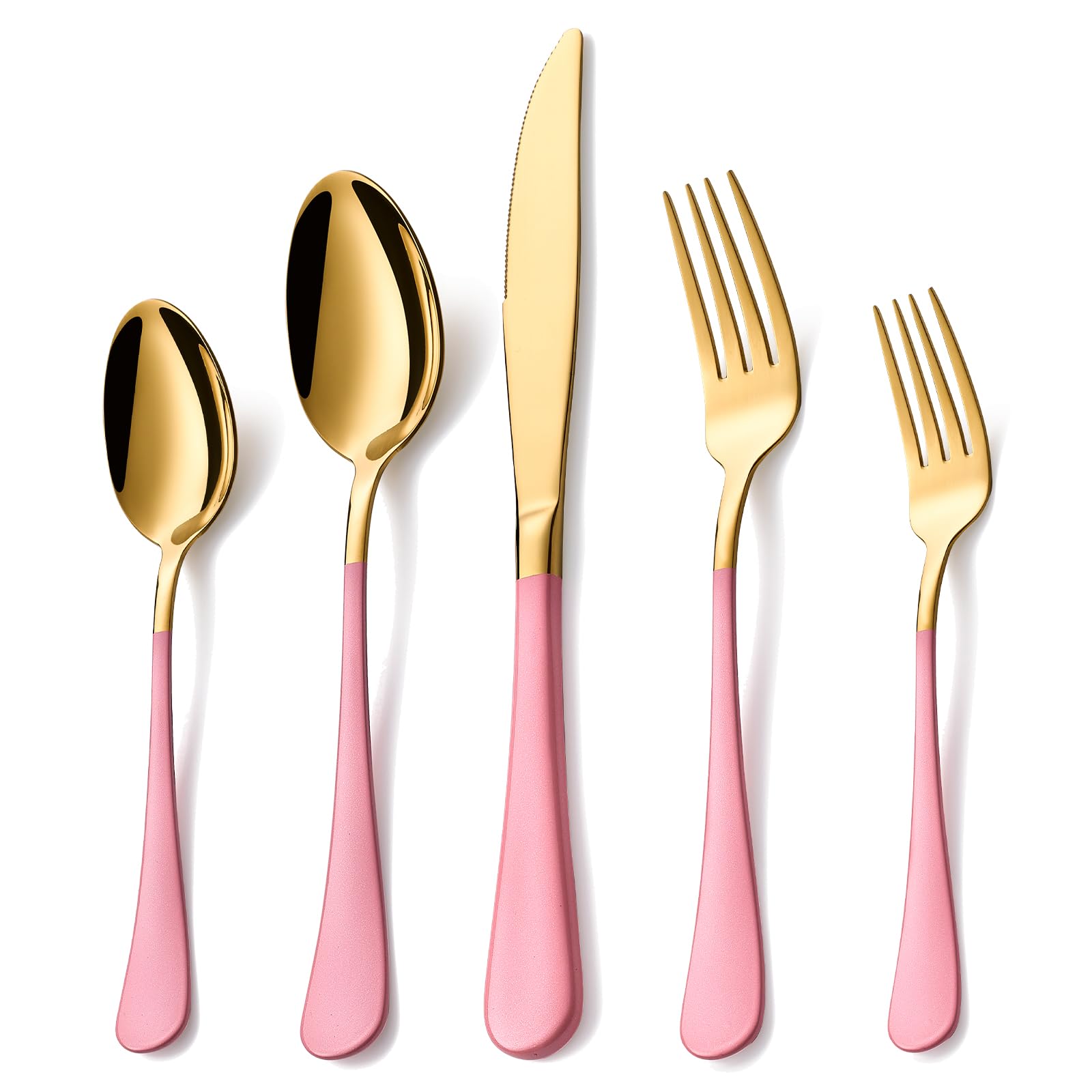 Lekoton 20-Piece Gold and Pink Flatware Set