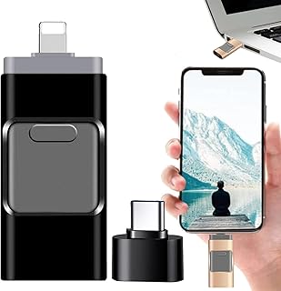 4 in 1 High Speed USB Multi Drive Flash Drive, 4 in 1 Drive Photo Stick Omni, Flash Drive for iPhone & Photo Stick for Android Phones (4GB,Black)