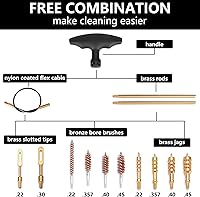 Vista 5 de BOOSTEADY Universal Handgun Cleaning kit .22,.357,.38,9mm,.45 Caliber Pistol Cleaning Kit Bronze Bore Brush and Brass Jag Adapter