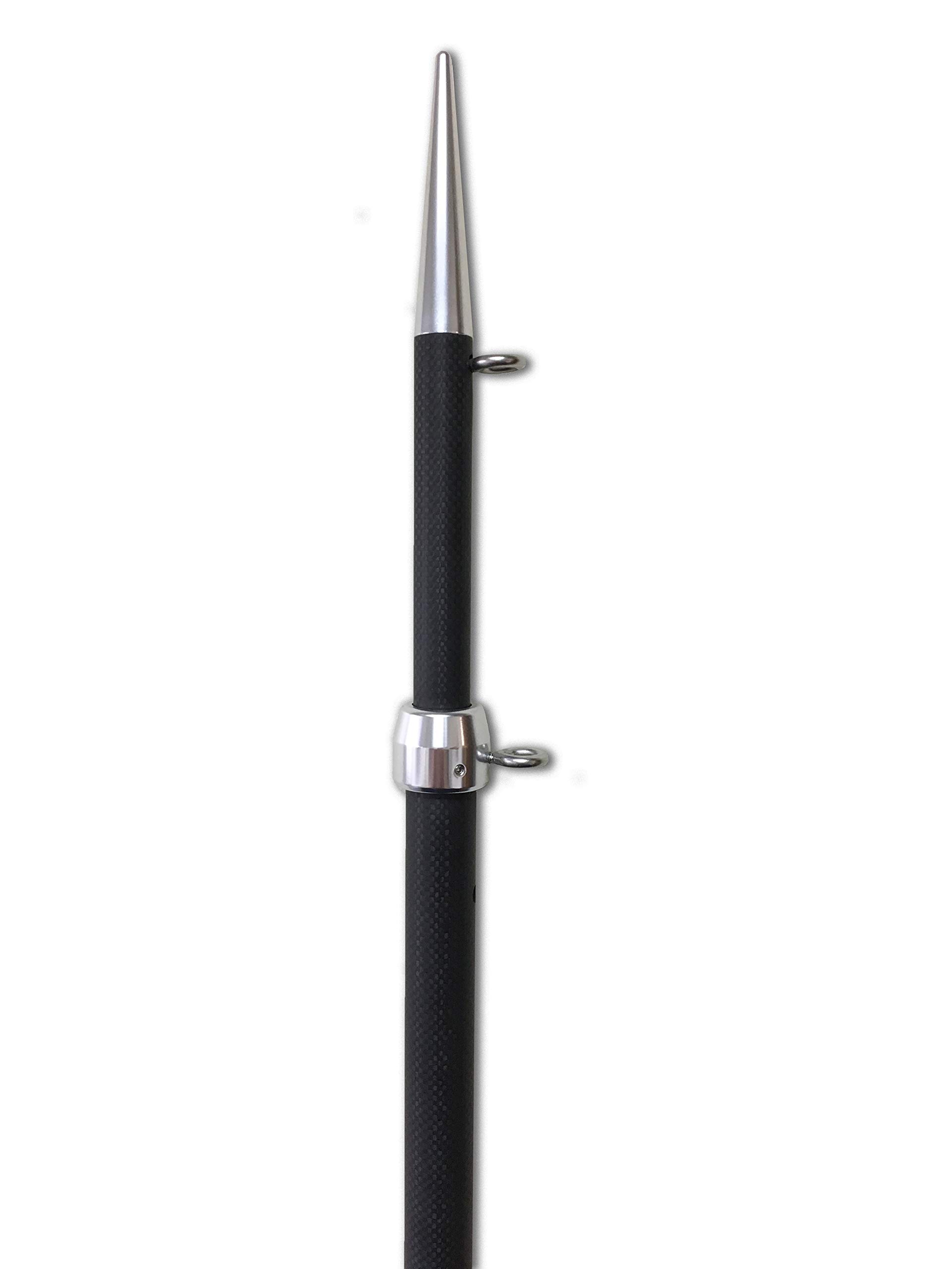 Tigress XD 3K Carbon Fiber 8' Telescoping Center Rigger with Patented Tigress Track Internal Tracking System, for use on Sports Fishing Boats up to 40 feet