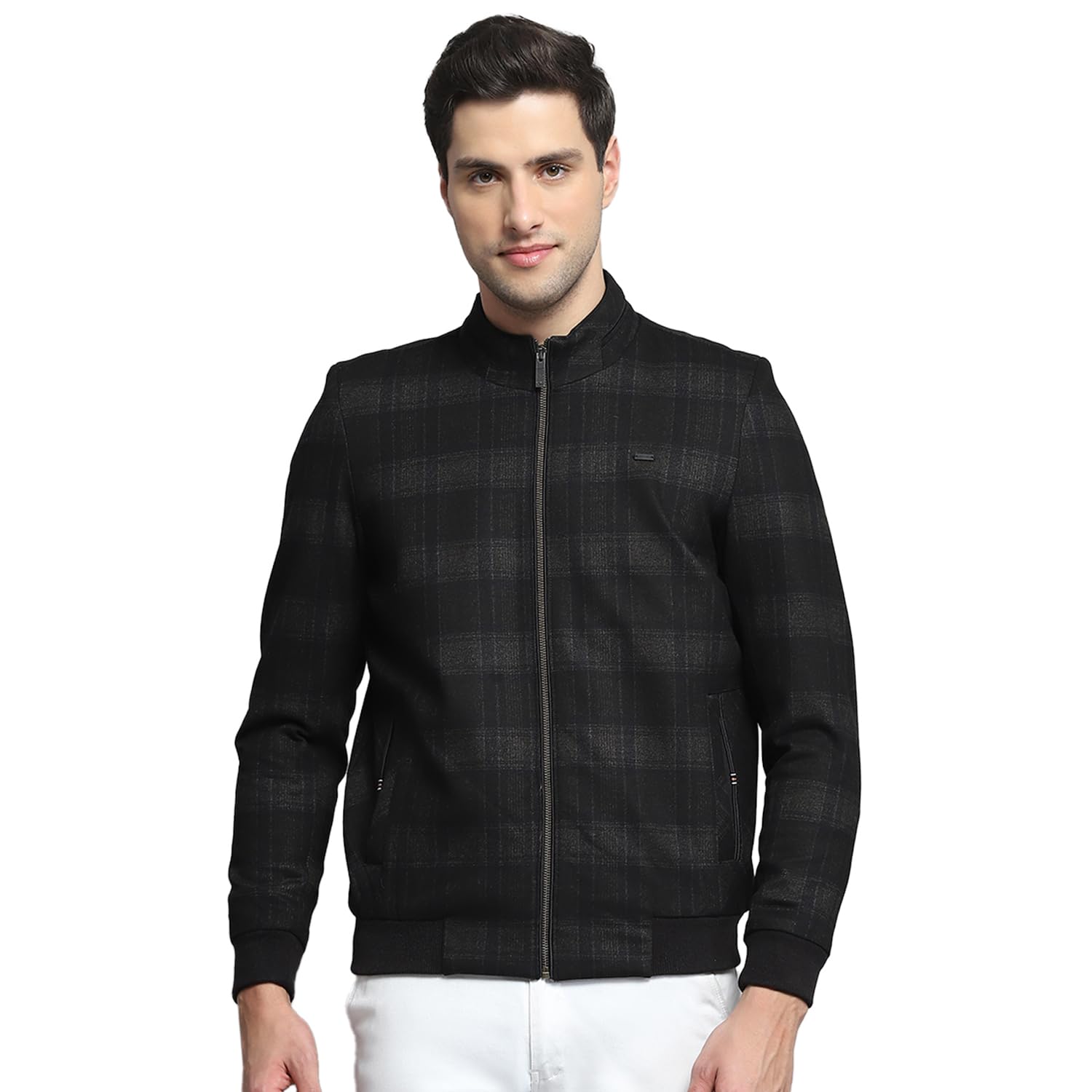 monte carlo Mens Solid Black Band Neck Full Sleeve Jacket-picture-20