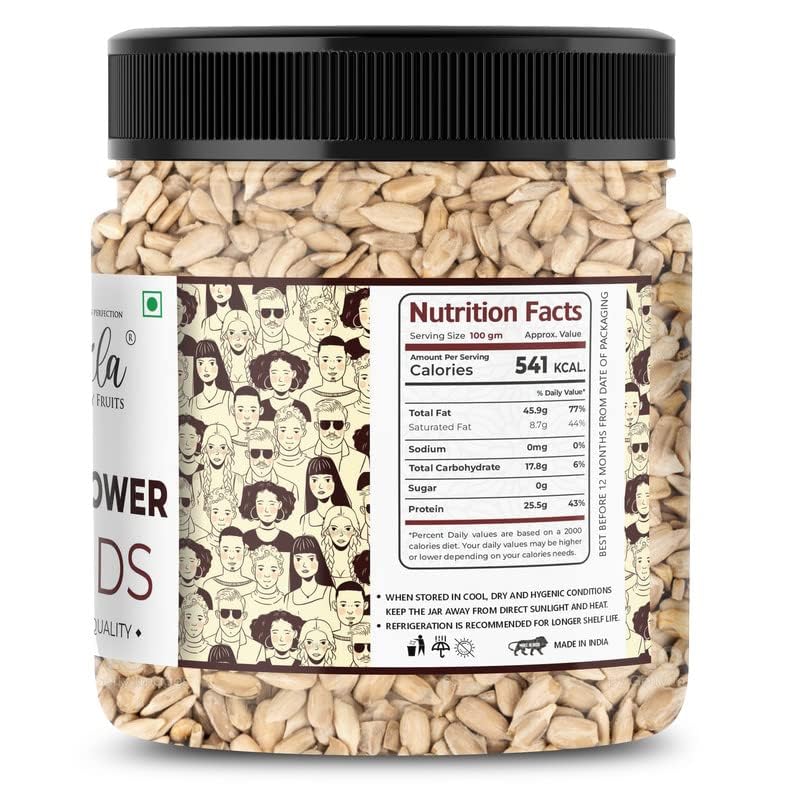 Image of LILA DRY FRUITS Sunflower Seeds 200 Grams Raw & Natural Surajmukhi ke Beej Premium Edible Seeds for Snacking, Salads, Smoothies, Breakfast Bowls, Baking & Daily Nutrition Perfect for Gifting