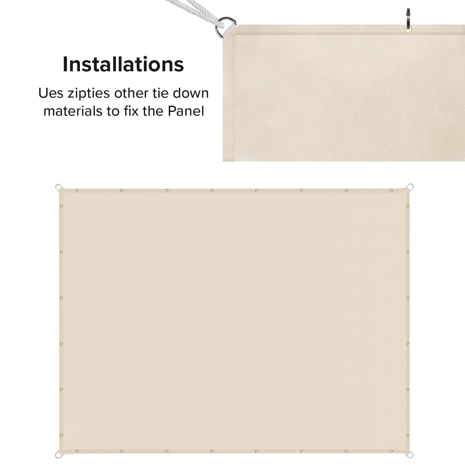 INFRANGE Waterproof Beige 11' x 15' Sun Shade Sail Pergola Replacement Straight Edge with Grommets, 95% UV Blockage UV & Water Resistant, for Outdoor Patio Garden Carport - Customized