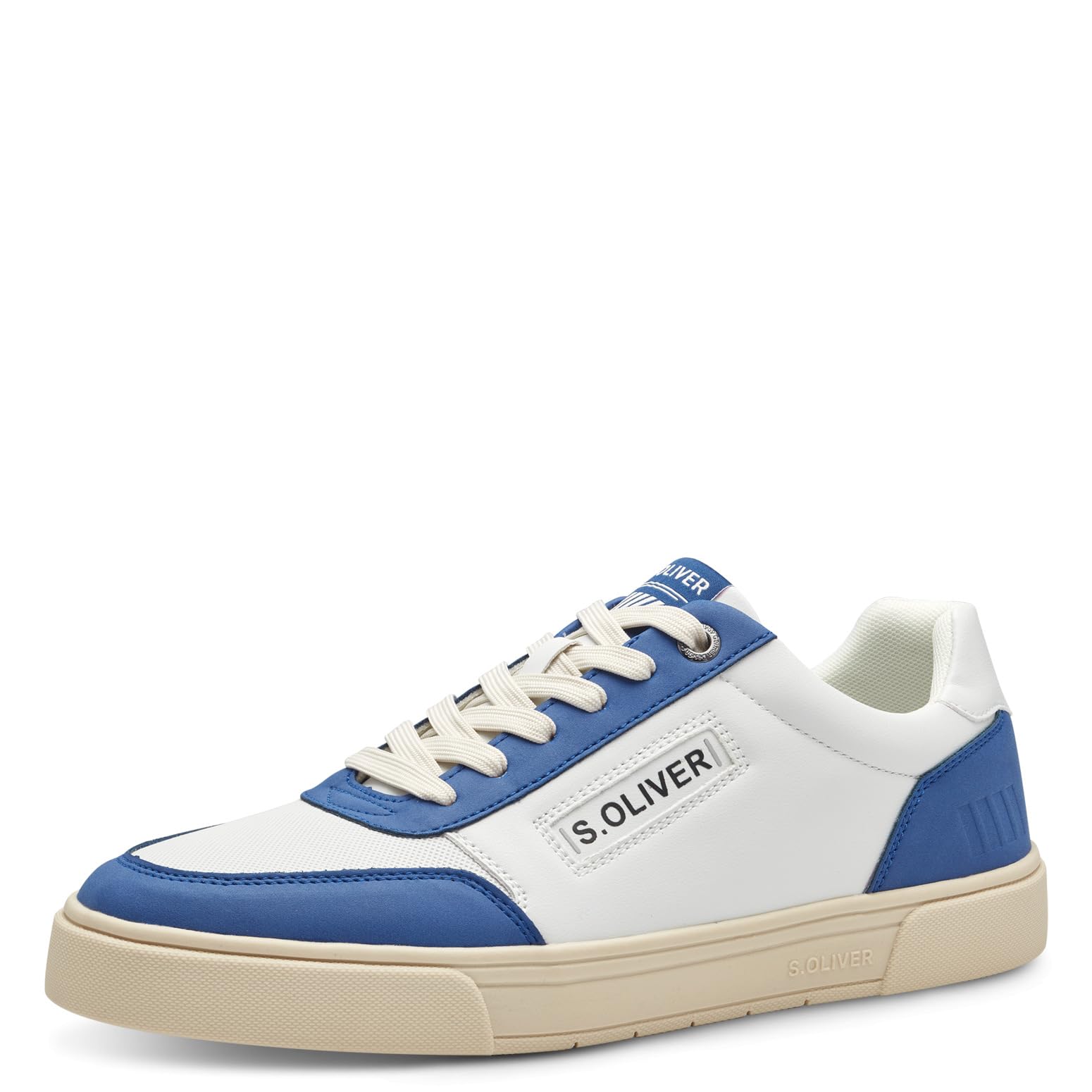 s.Oliver Mens Flat Lace Up Casual Sneakers, White Ocean, 9.5 UK