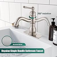 Vista 6 de Heyalan Grifo de lavabo de baño de un solo agujero, 1 mango, montaje en cubierta, de latón, grifo mezclador de baño con drenaje, alcance de boquilla