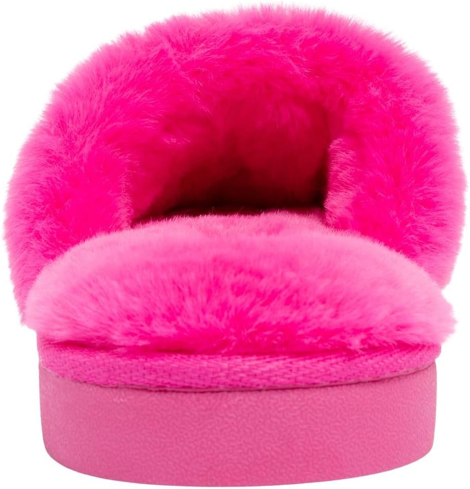 Juicy Couture Women's Faux Fur Slide Sandal Slippers, Open Toe, Comfortable Indoor Outdoor House Shoes