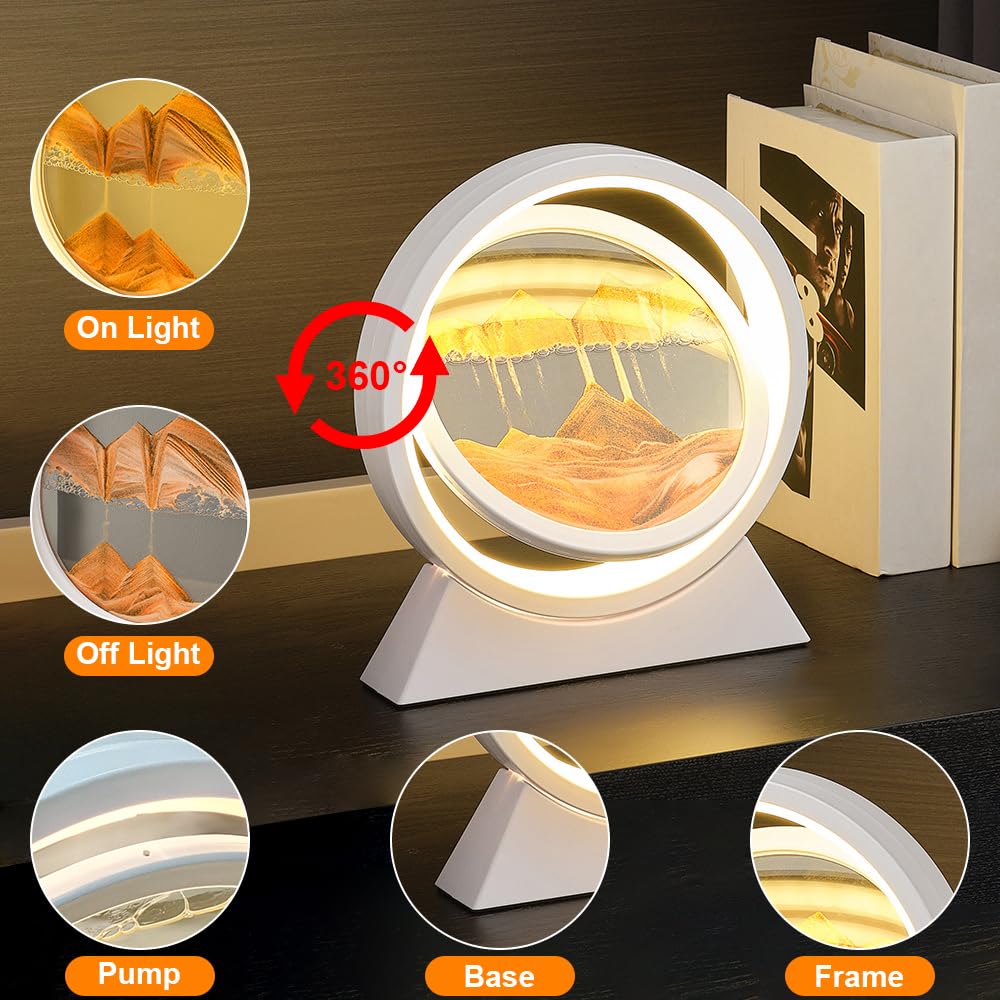 Ulikey Quadro Sabbia Mobile 3D Con Luce LED - Decorazione Casa/Ufficio, Sabbia Che Scorre - Foto 4