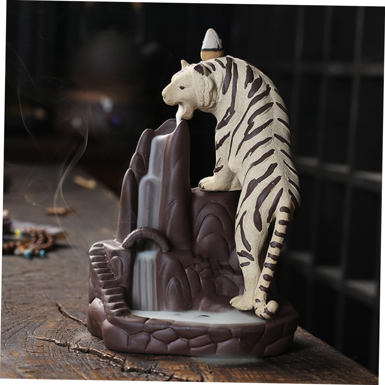 Porta Incenso Tigre in Terracotta Viola Stile Retrò da Tavolo