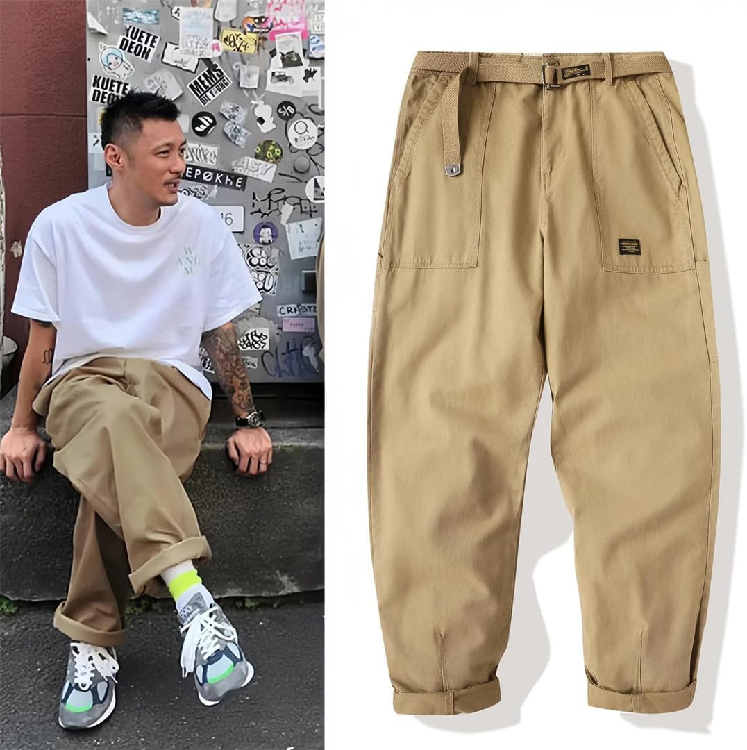 Man Wenle Amekaji Trendy Versatile Workwear Pants American Retro Trousers Cargo Straight Baggy Pants
