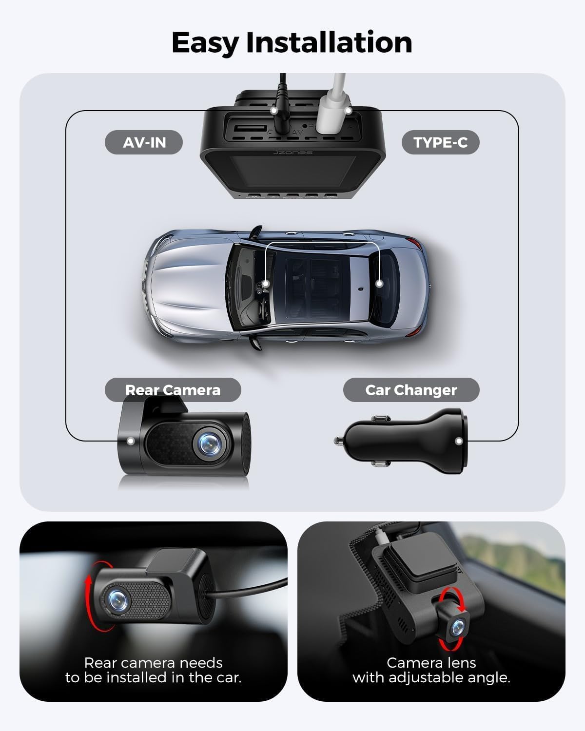 4K Dash Cam Front and Rear, 2 Channel Car Dash Camera with HDR, WiFi 6, Built-in GPS, Night Vision, 170° Wide Angle, G-Sensor, 24H Parking Mode Support, 64GB Card Included