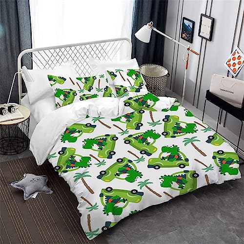HOMHOMHA Rainbow Single/Double Bed Duvet Cover Set For Girls/Kids/Children Soft Microfibre Bedding Sets Equipped With Quilt Cover And Pillowcase (Dinosaur01 - Image 2