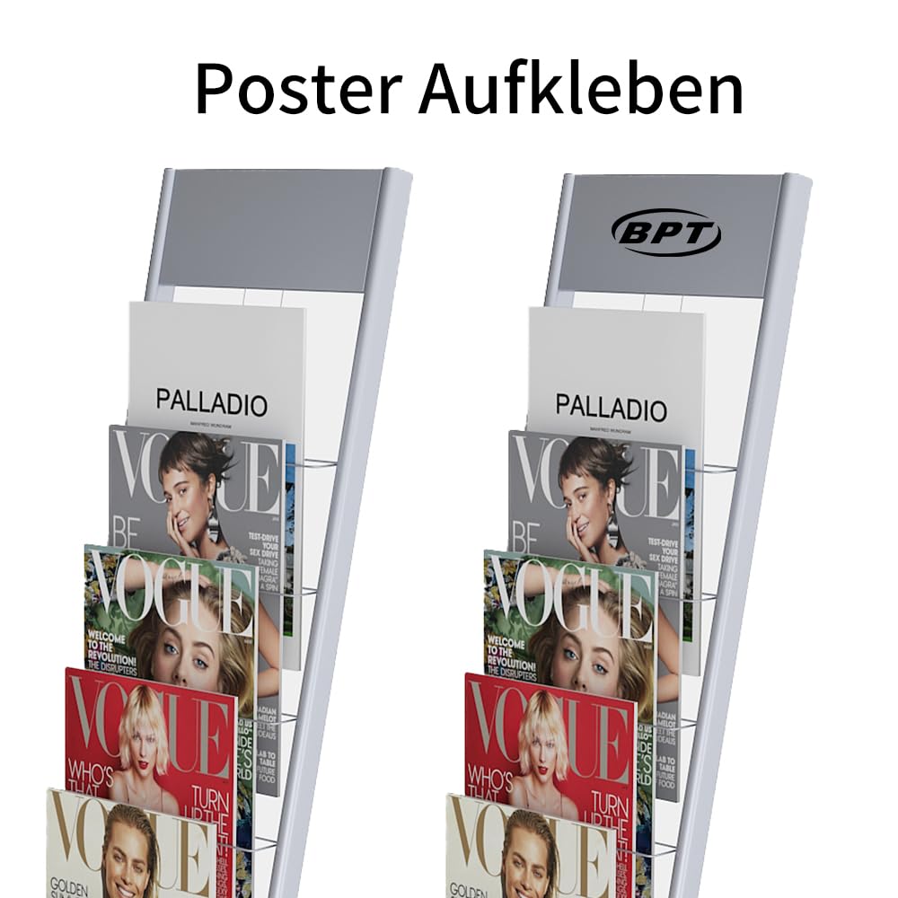BPT Prospekthalter Prospektständer Zeitungsständer Literaturhalter Anzeige Schrägsteller, Buchständer (26X36X150CM)